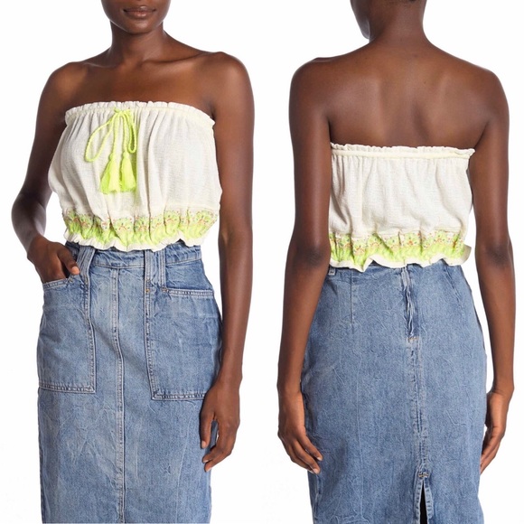 Free People Nomore Tiers Embroidered Boho Tube Top - Picture 7 of 7